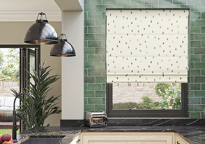 Ink Spots, Grey - Motorised Roman Blind - Image 3